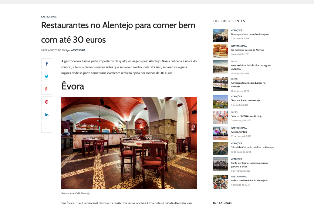 Restaurantes no Alentejo para comer bem com até 30 euros